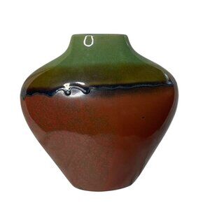 Southwestern Style Ceramic Bulb Vase Drip Glazed Decorative Retro Home Decor